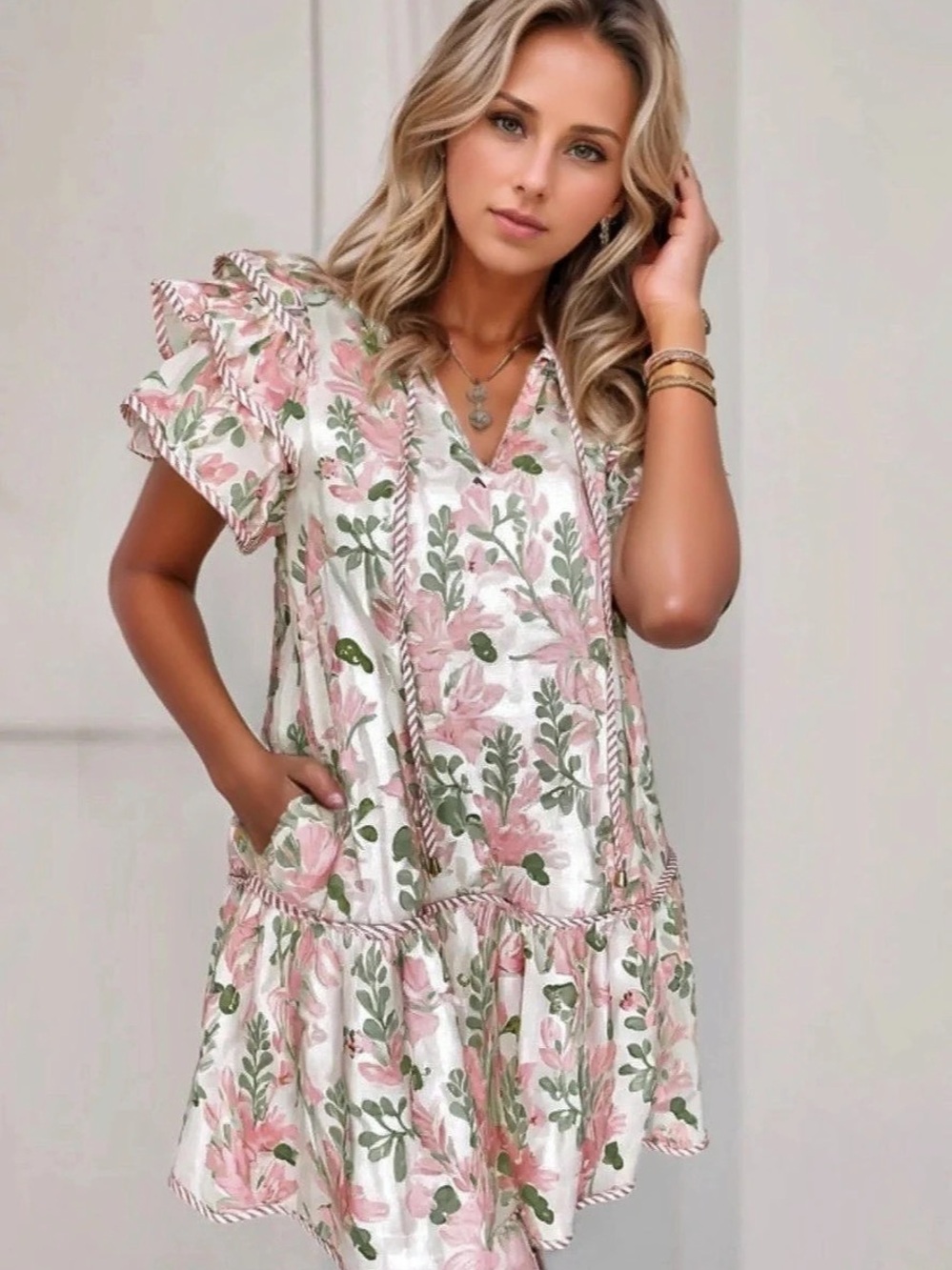 entro Floral Mini Dress Size Medium Like New